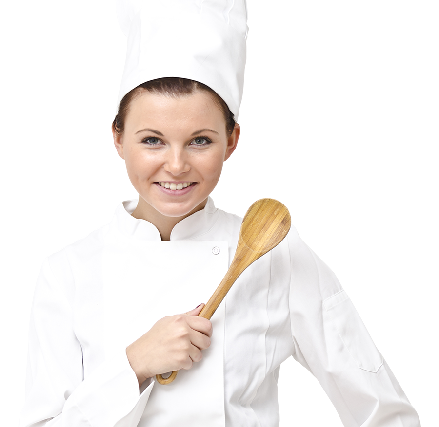 Woman in chef's uniform